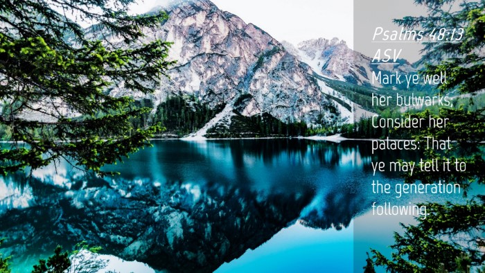 Picture 04 - Psalms 48:13 ASV Desktop Wallpaper - Mark ye well her bulwarks; Consider her palaces: - Desktop Bible Verse Wallpaper