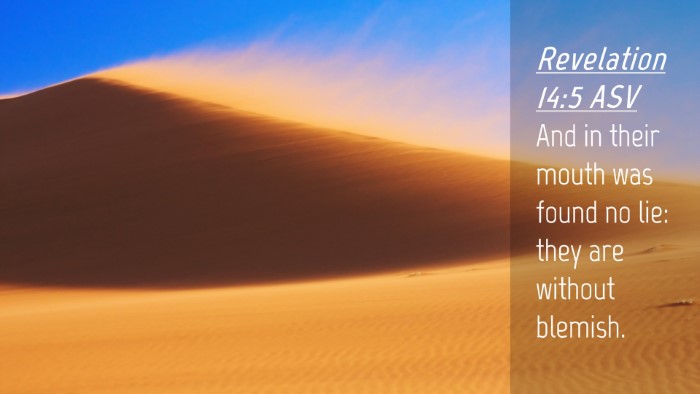 Picture 04 - Revelation 14:5 ASV Desktop Wallpaper - And in their mouth was found no lie: they are - Desktop Bible Verse Wallpaper