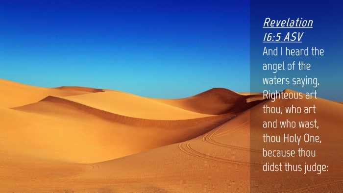 Picture 04 - Revelation 16:5 ASV Desktop Wallpaper - And I heard the angel of the waters saying, - Desktop Bible Verse Wallpaper