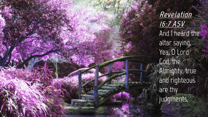 Picture 04 - Revelation 16:7 ASV Desktop Wallpaper - And I heard the altar saying, Yea, O Lord God, - Desktop Bible Verse Wallpaper