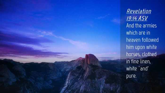 Picture 04 - Revelation 19:14 ASV Desktop Wallpaper - And the armies which are in heaven followed him - Desktop Bible Verse Wallpaper