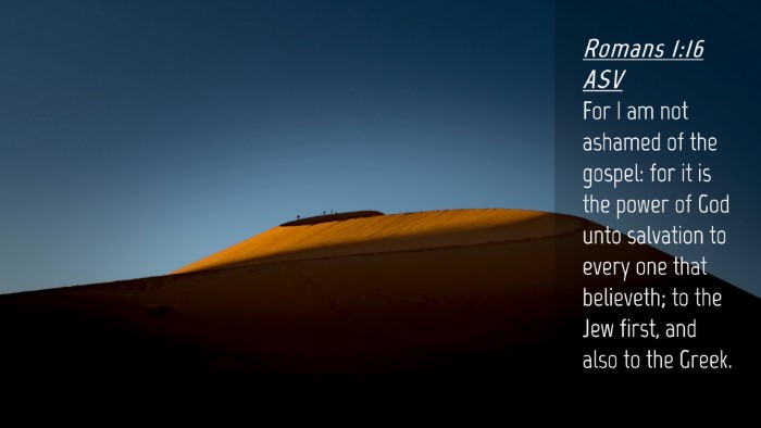 Picture 04 - Romans 1:16 ASV Desktop Wallpaper - For I am not ashamed of the gospel: for it is the - Desktop Bible Verse Wallpaper