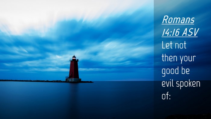 Picture 04 - Romans 14:16 ASV Desktop Wallpaper - Let not then your good be evil spoken - Desktop Bible Verse Wallpaper