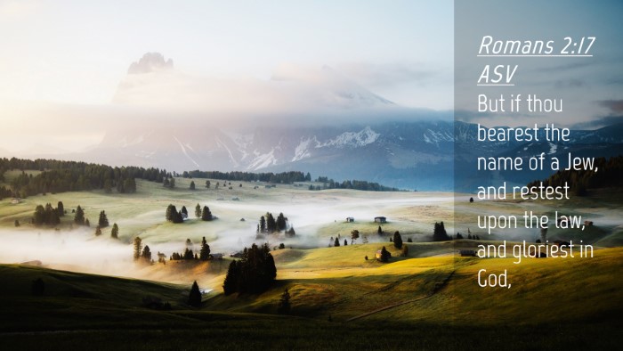 Picture 04 - Romans 2:17 ASV Desktop Wallpaper - But if thou bearest the name of a Jew, and - Desktop Bible Verse Wallpaper