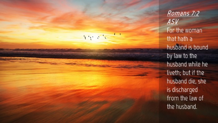 Picture 04 - Romans 7:2 ASV Desktop Wallpaper - For the woman that hath a husband is bound by law - Desktop Bible Verse Wallpaper