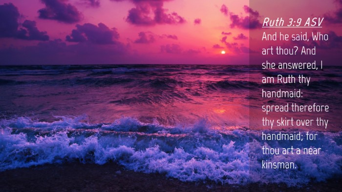 Picture 04 - Ruth 3:9 ASV Desktop Wallpaper - And he said, Who art thou? And she answered, I am - Desktop Bible Verse Wallpaper