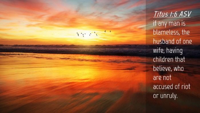 Picture 04 - Titus 1:6 ASV Desktop Wallpaper - if any man is blameless, the husband of one wife, - Desktop Bible Verse Wallpaper