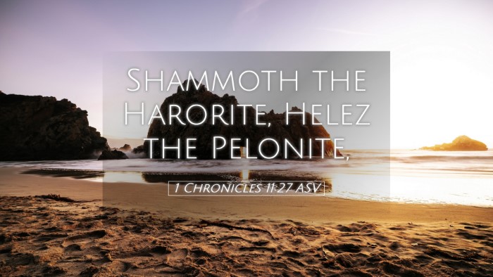 Picture 05 - 1 Chronicles 11:27 ASV Desktop Wallpaper - Shammoth the Harorite, Helez the - Desktop Bible Verse Wallpaper