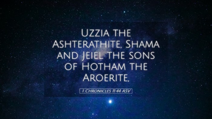 Picture 05 - 1 Chronicles 11:44 ASV Desktop Wallpaper - Uzzia the Ashterathite, Shama and Jeiel the sons - Desktop Bible Verse Wallpaper