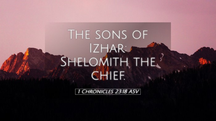 Picture 05 - 1 Chronicles 23:18 ASV Desktop Wallpaper - The sons of Izhar: Shelomith the - Desktop Bible Verse Wallpaper