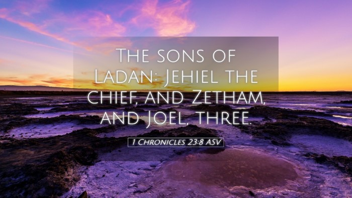 Picture 05 - 1 Chronicles 23:8 ASV Desktop Wallpaper - The sons of Ladan: Jehiel the chief, and Zetham, - Desktop Bible Verse Wallpaper
