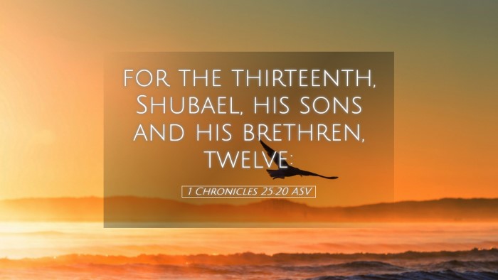Picture 05 - 1 Chronicles 25:20 ASV Desktop Wallpaper - for the thirteenth, Shubael, his sons and his - Desktop Bible Verse Wallpaper