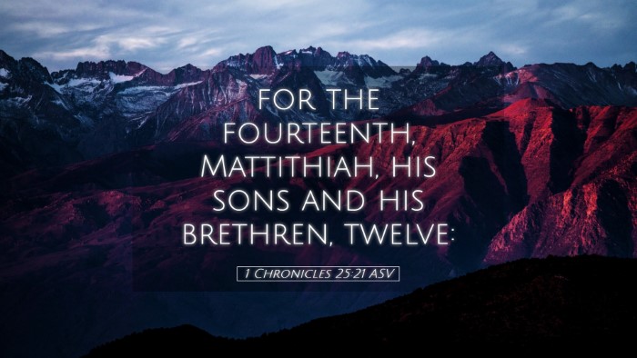 Picture 05 - 1 Chronicles 25:21 ASV Desktop Wallpaper - for the fourteenth, Mattithiah, his sons and his - Desktop Bible Verse Wallpaper