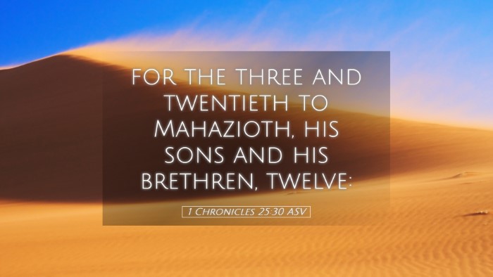 Picture 05 - 1 Chronicles 25:30 ASV Desktop Wallpaper - for the three and twentieth to Mahazioth, his - Desktop Bible Verse Wallpaper