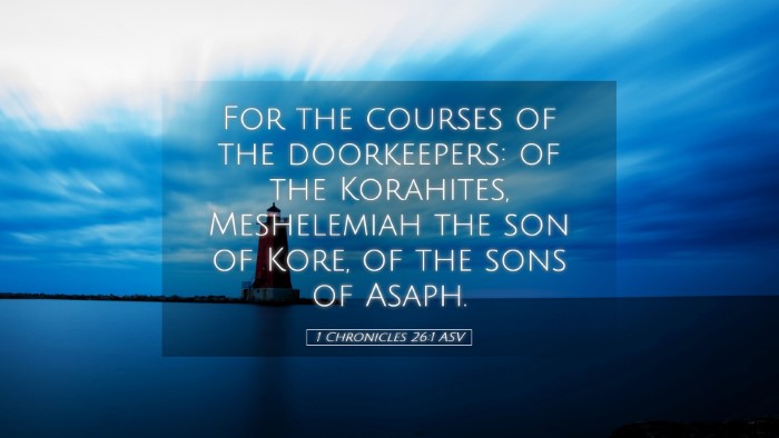 Picture 05 - 1 Chronicles 26:1 ASV Desktop Wallpaper - For the courses of the doorkeepers: of the - Desktop Bible Verse Wallpaper