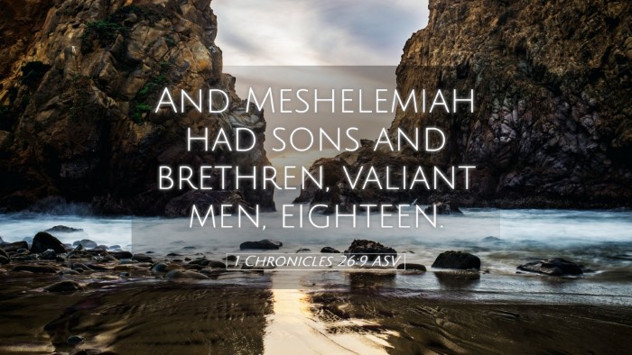 Picture 05 - 1 Chronicles 26:9 ASV Desktop Wallpaper - And Meshelemiah had sons and brethren, valiant - Desktop Bible Verse Wallpaper