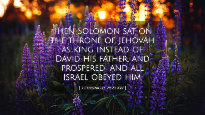 Picture 05 - 1 Chronicles 29:23 ASV Desktop Wallpaper - Then Solomon sat on the throne of Jehovah as king - Desktop Bible Verse Wallpaper
