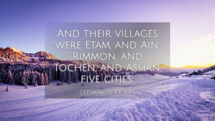 Picture 05 - 1 Chronicles 4:32 ASV Desktop Wallpaper - And their villages were Etam, and Ain, Rimmon, - Desktop Bible Verse Wallpaper