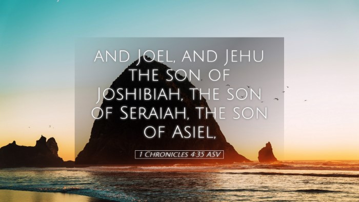 Picture 05 - 1 Chronicles 4:35 ASV Desktop Wallpaper - and Joel, and Jehu the son of Joshibiah, the son - Desktop Bible Verse Wallpaper