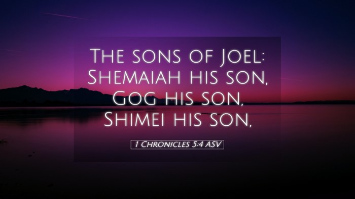 Picture 05 - 1 Chronicles 5:4 ASV Desktop Wallpaper - The sons of Joel: Shemaiah his son, Gog his son, - Desktop Bible Verse Wallpaper