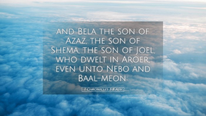 Picture 05 - 1 Chronicles 5:8 ASV Desktop Wallpaper - and Bela the son of Azaz, the son of Shema, the - Desktop Bible Verse Wallpaper