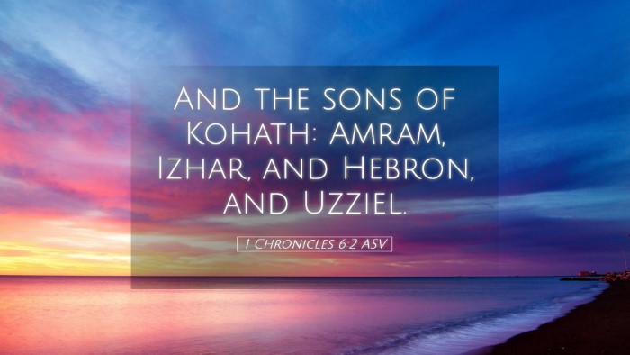 Picture 05 - 1 Chronicles 6:2 ASV Desktop Wallpaper - And the sons of Kohath: Amram, Izhar, and Hebron, - Desktop Bible Verse Wallpaper