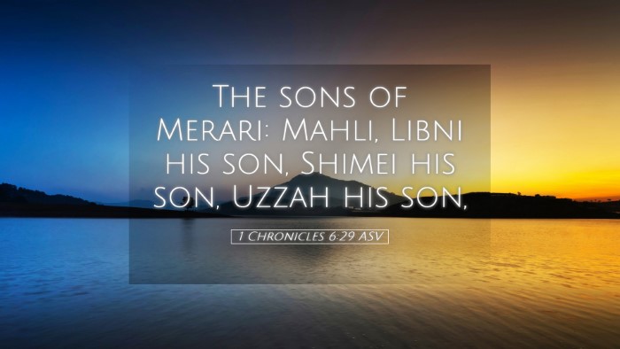 Picture 05 - 1 Chronicles 6:29 ASV Desktop Wallpaper - The sons of Merari: Mahli, Libni his son, Shimei - Desktop Bible Verse Wallpaper