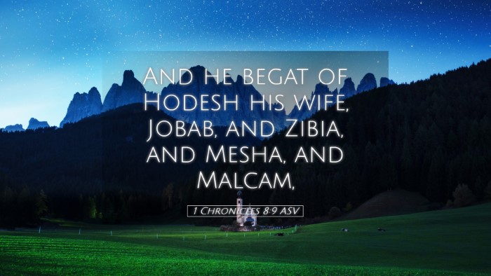 Picture 05 - 1 Chronicles 8:9 ASV Desktop Wallpaper - And he begat of Hodesh his wife, Jobab, and - Desktop Bible Verse Wallpaper