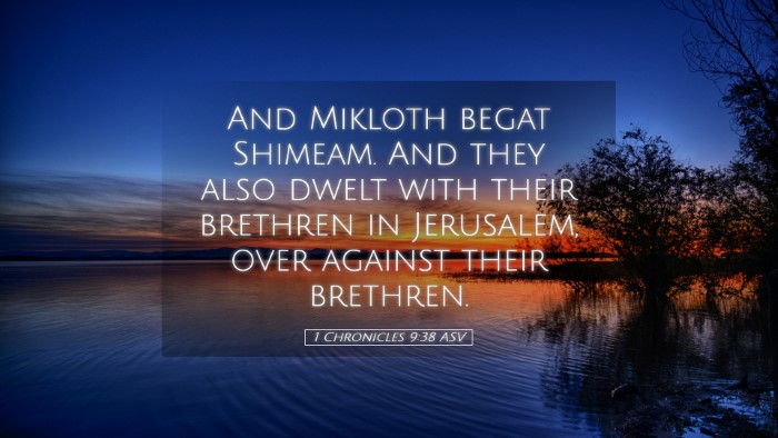 Picture 05 - 1 Chronicles 9:38 ASV Desktop Wallpaper - And Mikloth begat Shimeam. And they also dwelt - Desktop Bible Verse Wallpaper