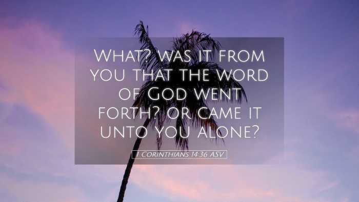 Picture 05 - 1 Corinthians 14:36 ASV Desktop Wallpaper - What? was it from you that the word of God went - Desktop Bible Verse Wallpaper