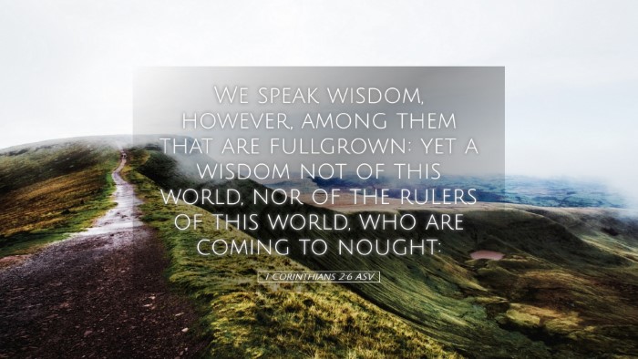 Picture 05 - 1 Corinthians 2:6 ASV Desktop Wallpaper - We speak wisdom, however, among them that are - Desktop Bible Verse Wallpaper