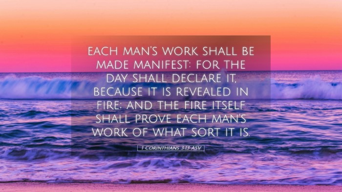 Picture 05 - 1 Corinthians 3:13 ASV Desktop Wallpaper - each man's work shall be made manifest: for the - Desktop Bible Verse Wallpaper