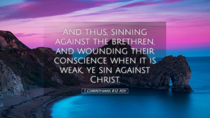 Picture 05 - 1 Corinthians 8:12 ASV Desktop Wallpaper - And thus, sinning against the brethren, and - Desktop Bible Verse Wallpaper