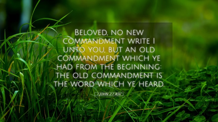 Picture 05 - 1 John 2:7 ASV Desktop Wallpaper - Beloved, no new commandment write I unto you, but - Desktop Bible Verse Wallpaper