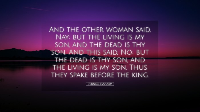 Picture 05 - 1 Kings 3:22 ASV Desktop Wallpaper - And the other woman said, Nay; but the living is - Desktop Bible Verse Wallpaper