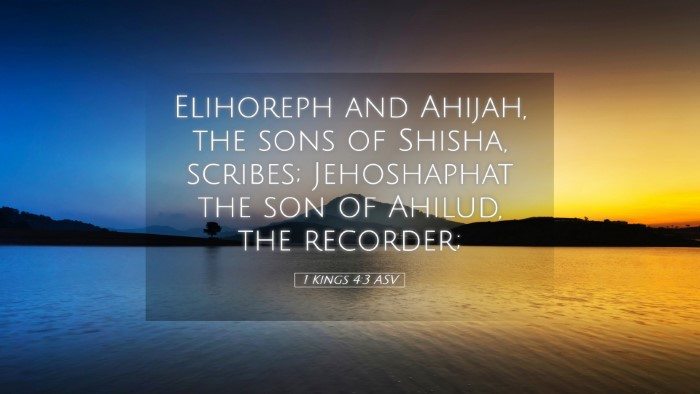 Picture 05 - 1 Kings 4:3 ASV Desktop Wallpaper - Elihoreph and Ahijah, the sons of Shisha, - Desktop Bible Verse Wallpaper