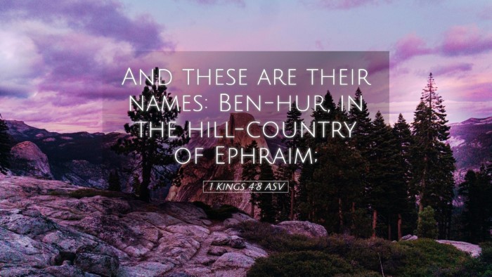 Picture 05 - 1 Kings 4:8 ASV Desktop Wallpaper - And these are their names: Ben-hur, in the - Desktop Bible Verse Wallpaper