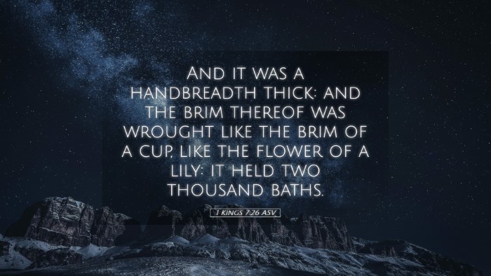 Picture 05 - 1 Kings 7:26 ASV Desktop Wallpaper - And it was a handbreadth thick: and the brim - Desktop Bible Verse Wallpaper