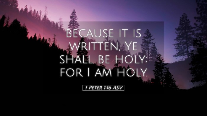 Picture 05 - 1 Peter 1:16 ASV Desktop Wallpaper - because it is written, Ye shall be holy; for I am - Desktop Bible Verse Wallpaper