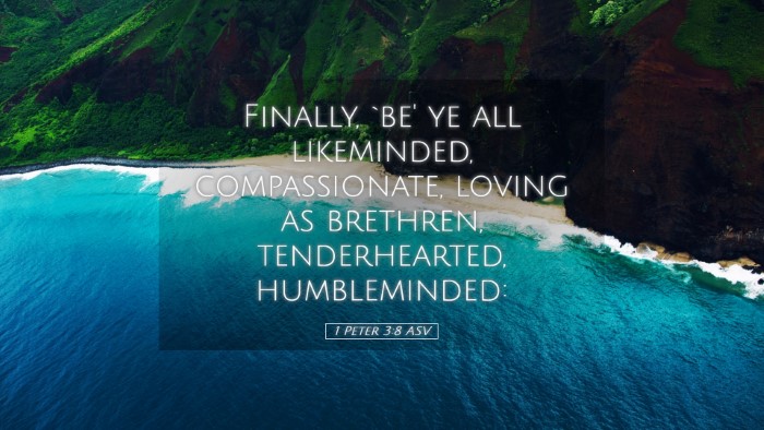 Picture 05 - 1 Peter 3:8 ASV Desktop Wallpaper - Finally, `be' ye all likeminded, compassionate, - Desktop Bible Verse Wallpaper
