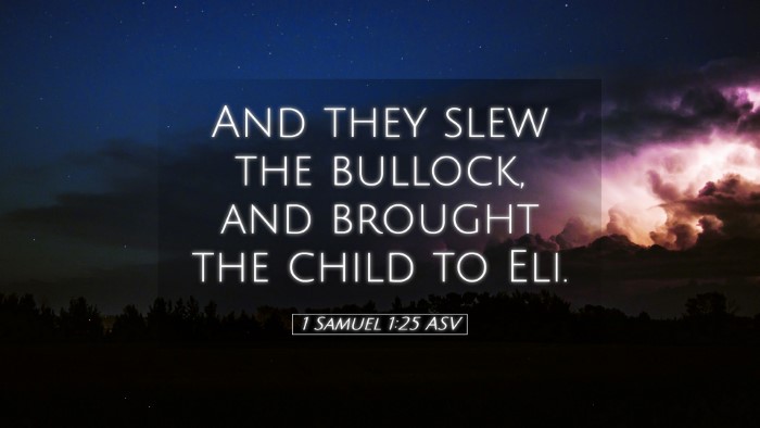 Picture 05 - 1 Samuel 1:25 ASV Desktop Wallpaper - And they slew the bullock, and brought the child - Desktop Bible Verse Wallpaper