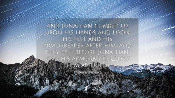Picture 05 - 1 Samuel 14:13 ASV Desktop Wallpaper - And Jonathan climbed up upon his hands and upon - Desktop Bible Verse Wallpaper