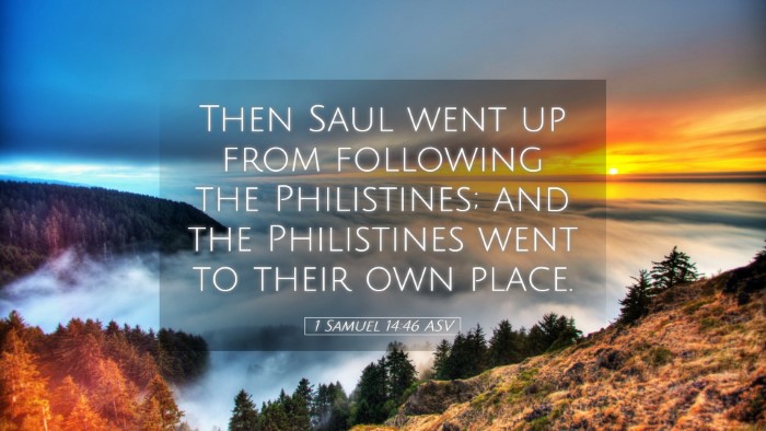 Picture 05 - 1 Samuel 14:46 ASV Desktop Wallpaper - Then Saul went up from following the Philistines; - Desktop Bible Verse Wallpaper