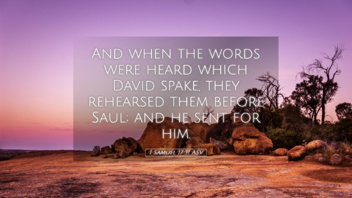 Picture 05 - 1 Samuel 17:31 ASV Desktop Wallpaper - And when the words were heard which David spake, - Desktop Bible Verse Wallpaper