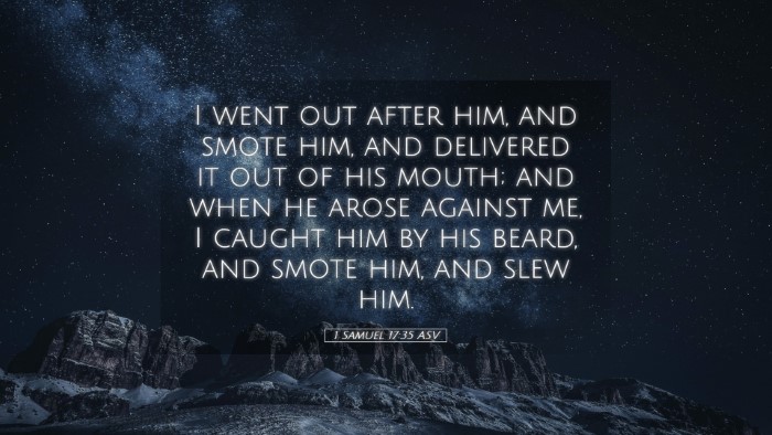 Picture 05 - 1 Samuel 17:35 ASV Desktop Wallpaper - I went out after him, and smote him, and - Desktop Bible Verse Wallpaper