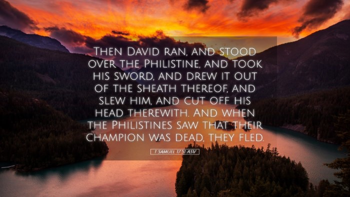 Picture 05 - 1 Samuel 17:51 ASV Desktop Wallpaper - Then David ran, and stood over the Philistine, - Desktop Bible Verse Wallpaper