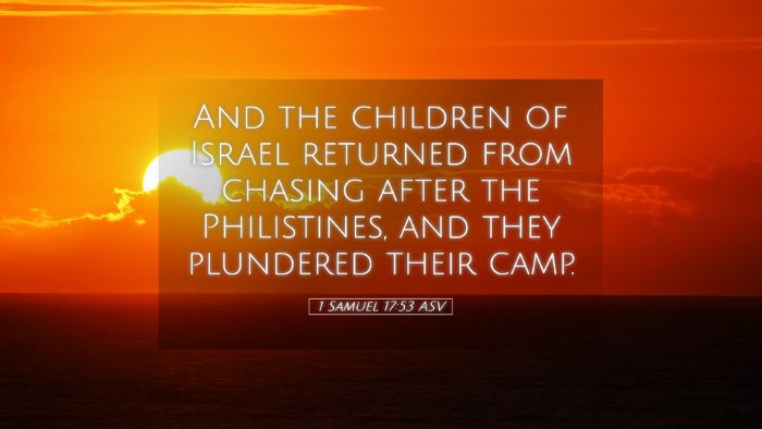 Picture 05 - 1 Samuel 17:53 ASV Desktop Wallpaper - And the children of Israel returned from chasing - Desktop Bible Verse Wallpaper