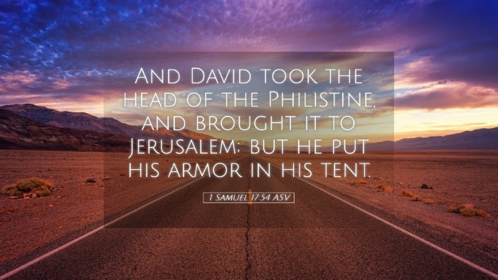 Picture 05 - 1 Samuel 17:54 ASV Desktop Wallpaper - And David took the head of the Philistine, and - Desktop Bible Verse Wallpaper