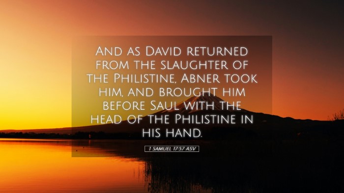 Picture 05 - 1 Samuel 17:57 ASV Desktop Wallpaper - And as David returned from the slaughter of the - Desktop Bible Verse Wallpaper