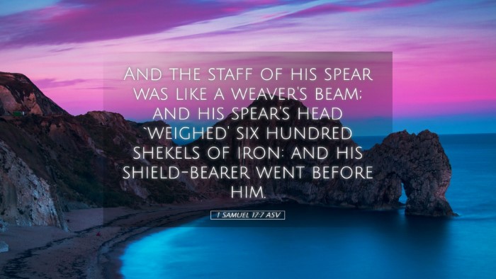 Picture 05 - 1 Samuel 17:7 ASV Desktop Wallpaper - And the staff of his spear was like a weaver's - Desktop Bible Verse Wallpaper
